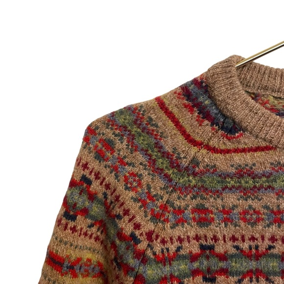 J. Crew Fair Isle Lambswool Crewneck Sweater Honey Beige Medium - Picture 4 of 8
